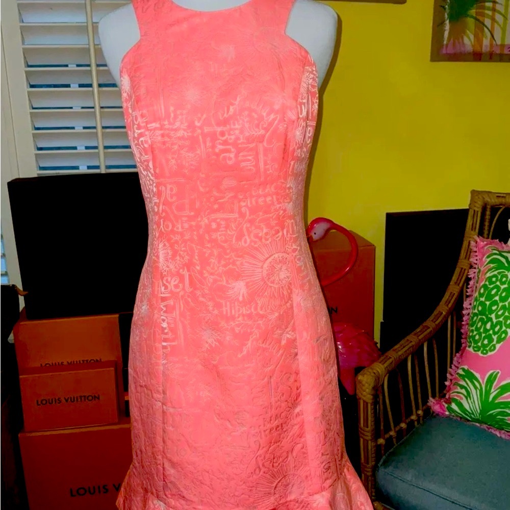 Lilly Pulitzer NWT Liana Dress Peachy Pink Word On The Street $248 Size 0